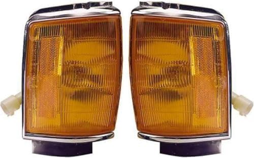 Driver and Passenger Side Corner Lights, With Bulb, With Chrome Trim For 1984-1986 Toyota Pickup