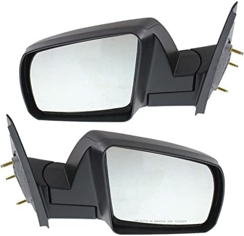 Driver and Passenger Side Mirror, Manual Adjust, Non-Heated, Manual Folding, Textured Black, No Signal Light, No Memory, No Puddle Light, No Auto-Dim, No Blind Spot Feature For 2007-2013 Toyota Tundra