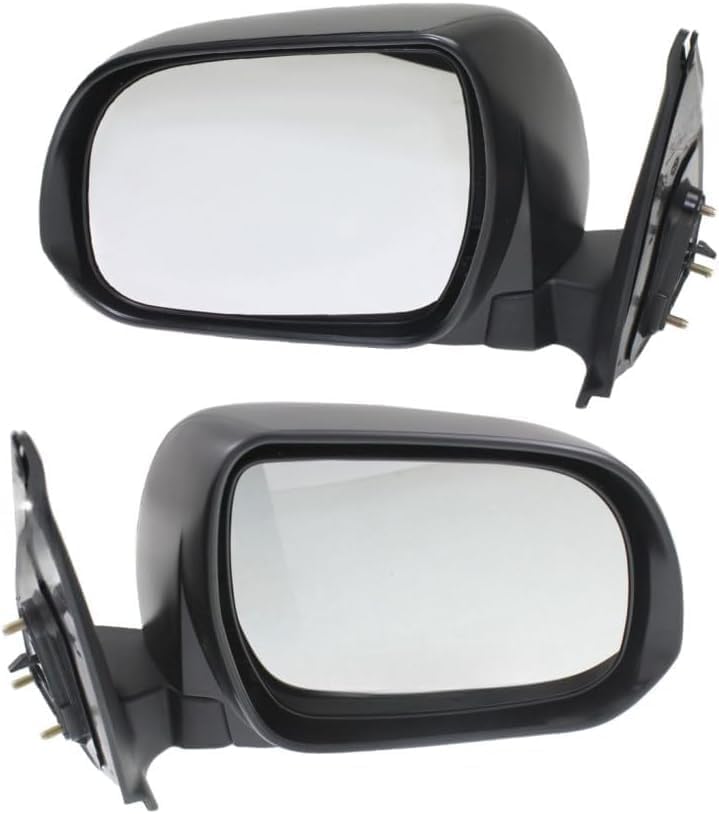 Driver and Passenger Side Mirrors, Manual Adjust, Manual Folding, Non-Heated, Textured Black, No Signal Light, No Memory, No Puddle Light, No Auto-Dimming For 2012-2015 Toyota Tacoma