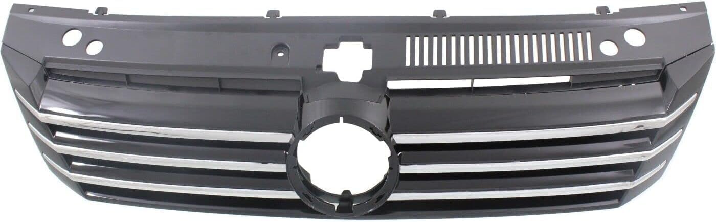 Upper Grille Assembly, Painted Black Shell and Insert For Volkswagen Passat 2012-2015