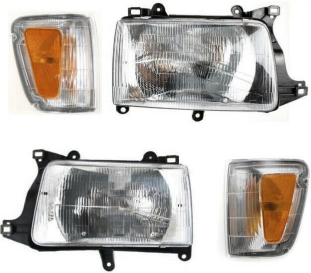 6-Piece Kit Driver and Passenger Side Halogen Headlight, With bulb(s), OE Replacement, Includes (2) Corner Light, (2) Headlight and (2) Turn Signal Light For 1993-1998 Toyota T100