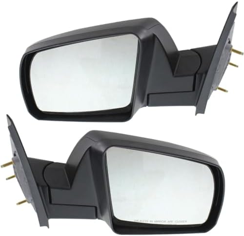 Driver and Passenger Side Mirror, Manual Adjust, Non-Heated, Manual Folding, Textured Black, No Signal Light, No Memory, No Puddle Light, No Auto-Dim, No Blind Spot Feature For 2007-2013 Toyota Tundra
