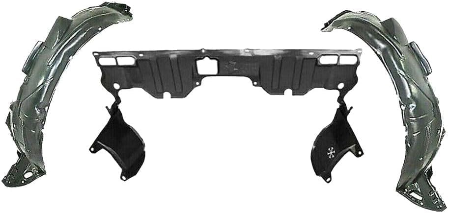 3-Piece Kit, Front, Driver and Passenger Side Fender Liner, Coupe, Includes (1) Engine Splash Shield and (2) Fender Liner For 2006-2011 Honda Civic