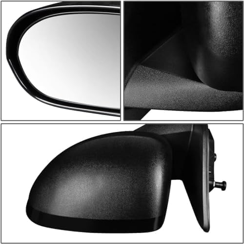 Driver Side Mirror, Manual Adjust, Non-Heated, Manual Folding, Textured Black, No Signal Light, No Memory, No Puddle Light, No Auto-Dim, No Blind Spot Feature For 2007-2017 Jeep Compass