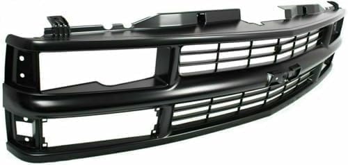 9-Piece Kit Grille, Painted Black, For Models With Sport Package and Composite Headlights, Include (1) Grille Shell and Insert, (2) Headlight, (2) Reflector, (2) Side Marker, and (2) Turn Signal Light For 1994-2000 Chevrolet C/K Series