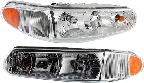 Driver and Passenger Side Halogen Headlight, OE Comparable Finish For 1997-2005 Buick Century / 1997-2004 Regal