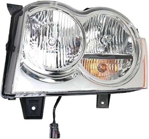 Driver and Passenger Side Halogen Headlight, OE Comparable Finish For 2005-2007 Jeep Grand Cherokee