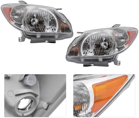 Driver and Passenger Side Halogen Headlight, OE Comparable Finish For 2005-2008 Pontiac Vibe