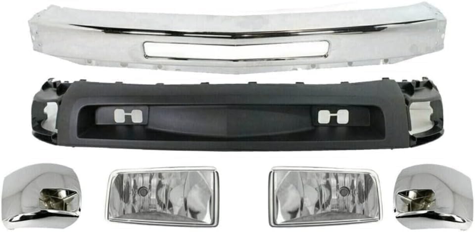6-Piece Kit, Front Bumper, Chrome, Includes (1) Bumper, (4) Bumper End, and (1) Valance For Chevrolet Silverado 2500HD 3500HD 2007-2010
