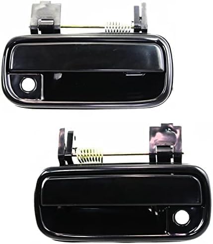 Front, Driver and Passenger Side Smooth Black Exterior Door Handle, With Key Hole For 1999-2002 Toyota 4Runner