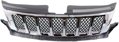 Grille, Chrome Shell with Painted Black Insert, 6 Cyl., 3.6L Engine For 2011-2013 Jeep Grand Cherokee