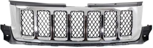 Grille, Chrome Shell with Painted Black Insert, 6 Cyl., 3.6L Engine For 2011-2013 Jeep Grand Cherokee