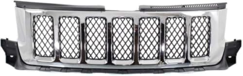 Grille, Chrome Shell with Painted Black Insert, 6 Cyl., 3.6L Engine For 2011-2013 Jeep Grand Cherokee