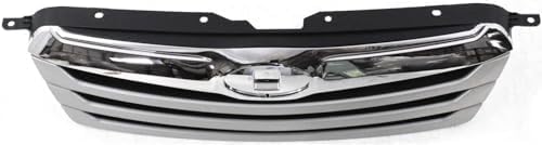 Grille, Silver Shell with Textured Gray Insert, with Chrome Upper Bar And Emblem Provision For 2010-2012 Subaru Outback