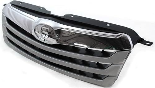 Grille, Silver Shell with Textured Gray Insert, with Chrome Upper Bar And Emblem Provision For 2010-2012 Subaru Outback