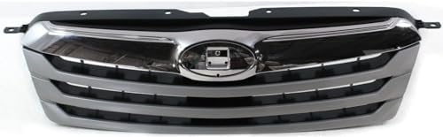 Grille, Silver Shell with Textured Gray Insert, with Chrome Upper Bar And Emblem Provision For 2010-2012 Subaru Outback