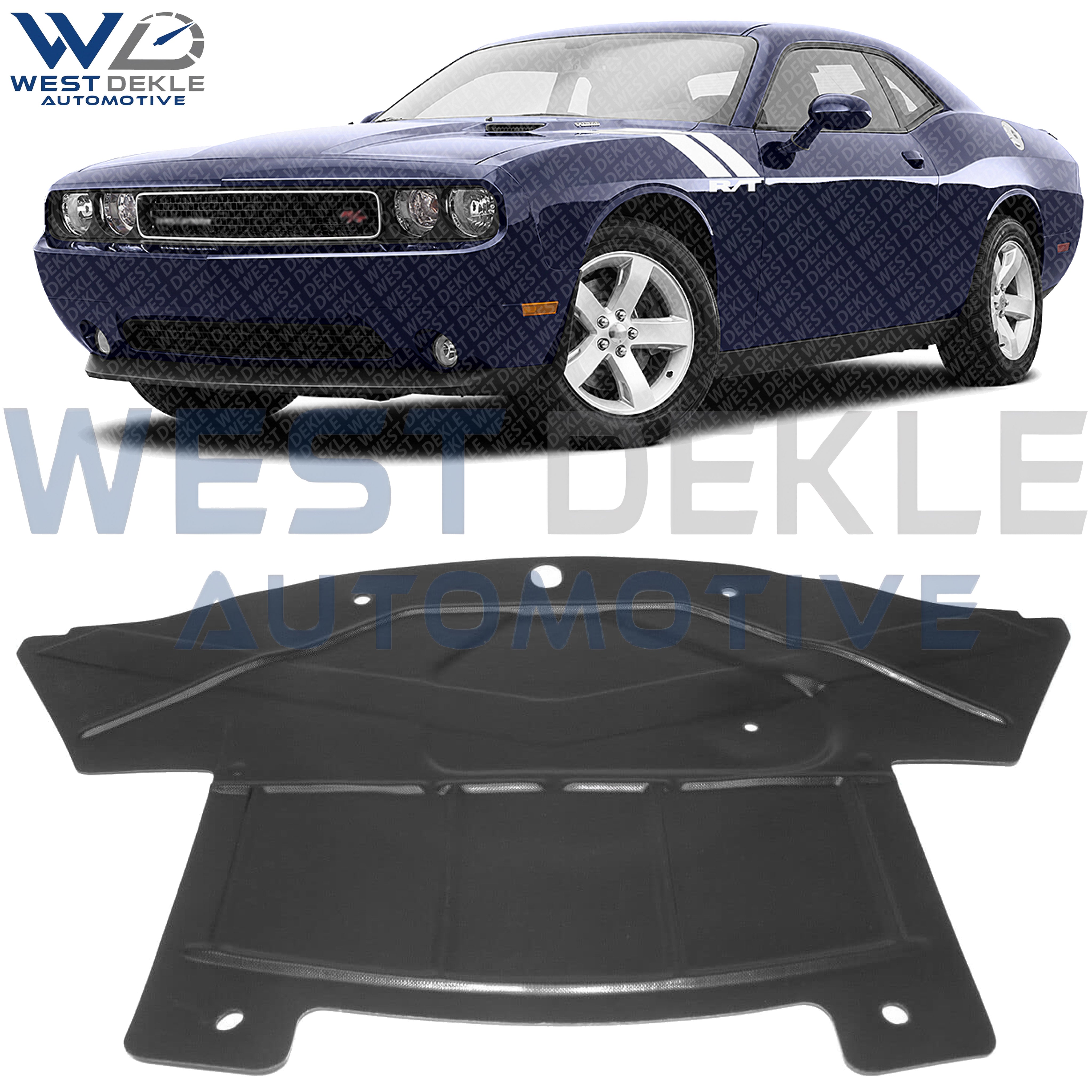 WEST DEKLE Automotive Front Engine Splash Shield Under Cover Direct Replacement Compatible with 2005 to 2010 Chrysler 300 | 2008 to 2014 Dodge Challenger | CH1228103 | 4806074AI | Durable Plastic