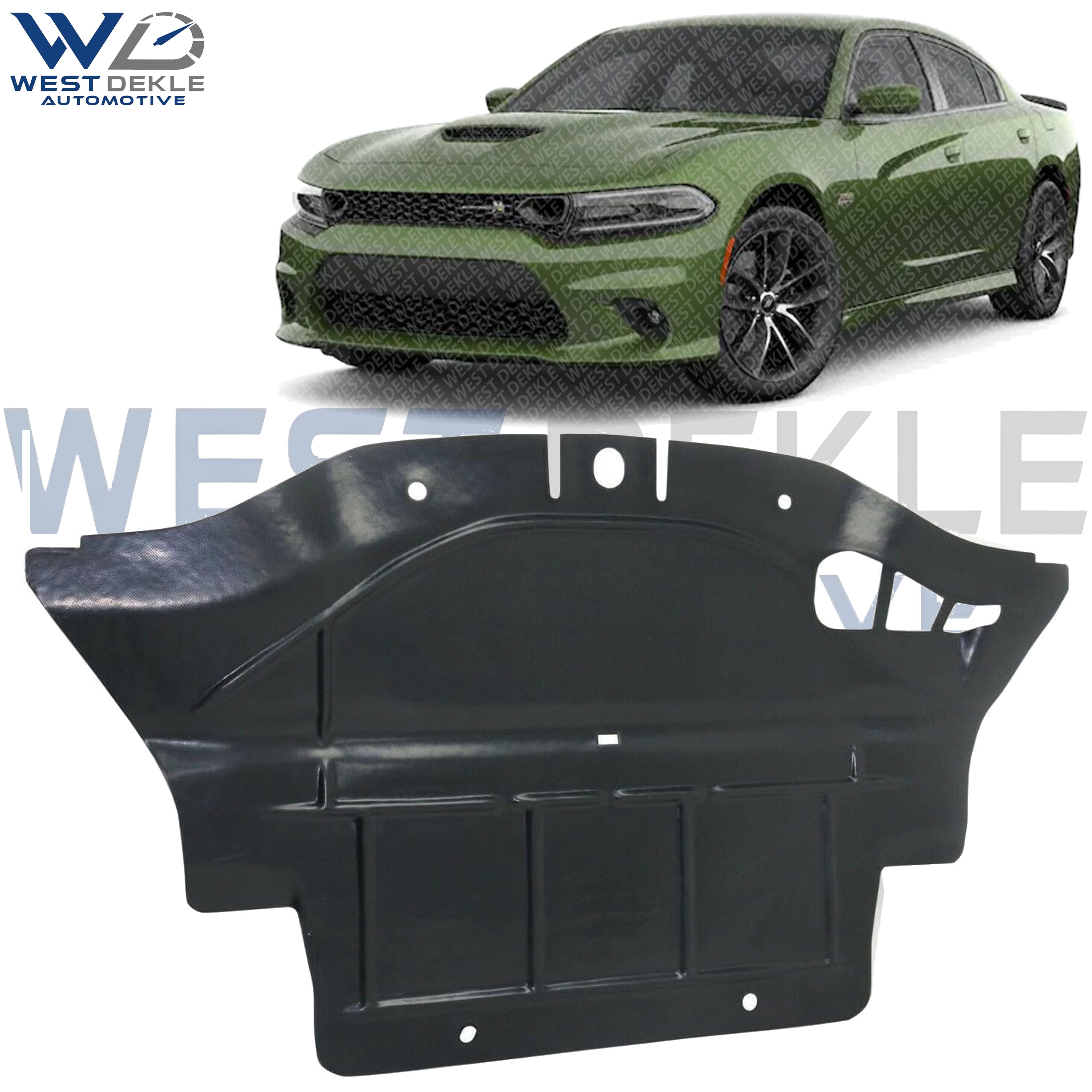 WEST DEKLE Automotive Front Engine Splash Shield Under Cover Center | Direct Replacement for 2015-2023 Dodge Charger 2017-2023 Challenger | CH1228143 68214816AA-PFM Engine Splash Guard
