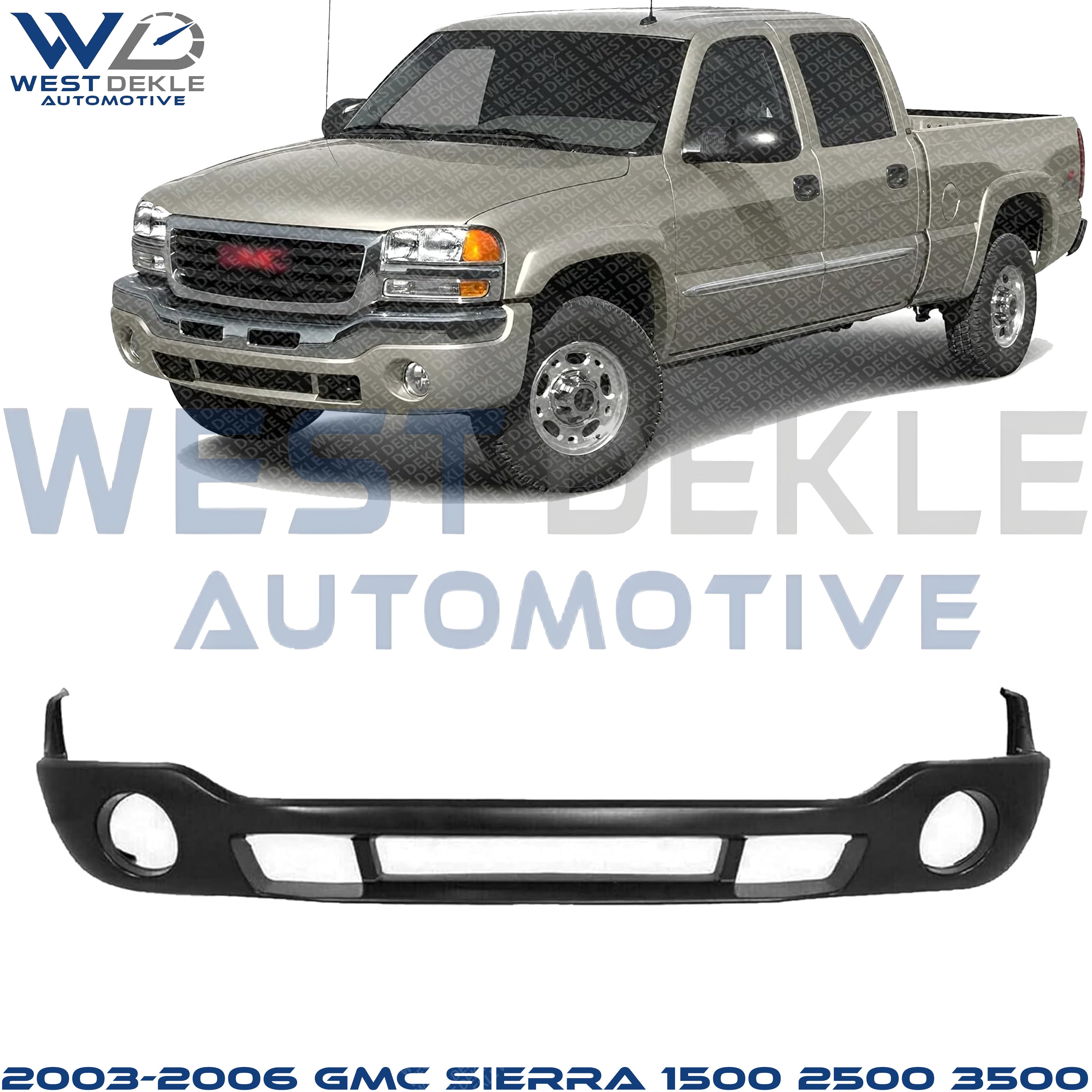Front Primed Bumper Cover, 2003-2007 (Classic) SLE Model, With Fog Light Holes, Without Parking Aid Sensor Holes