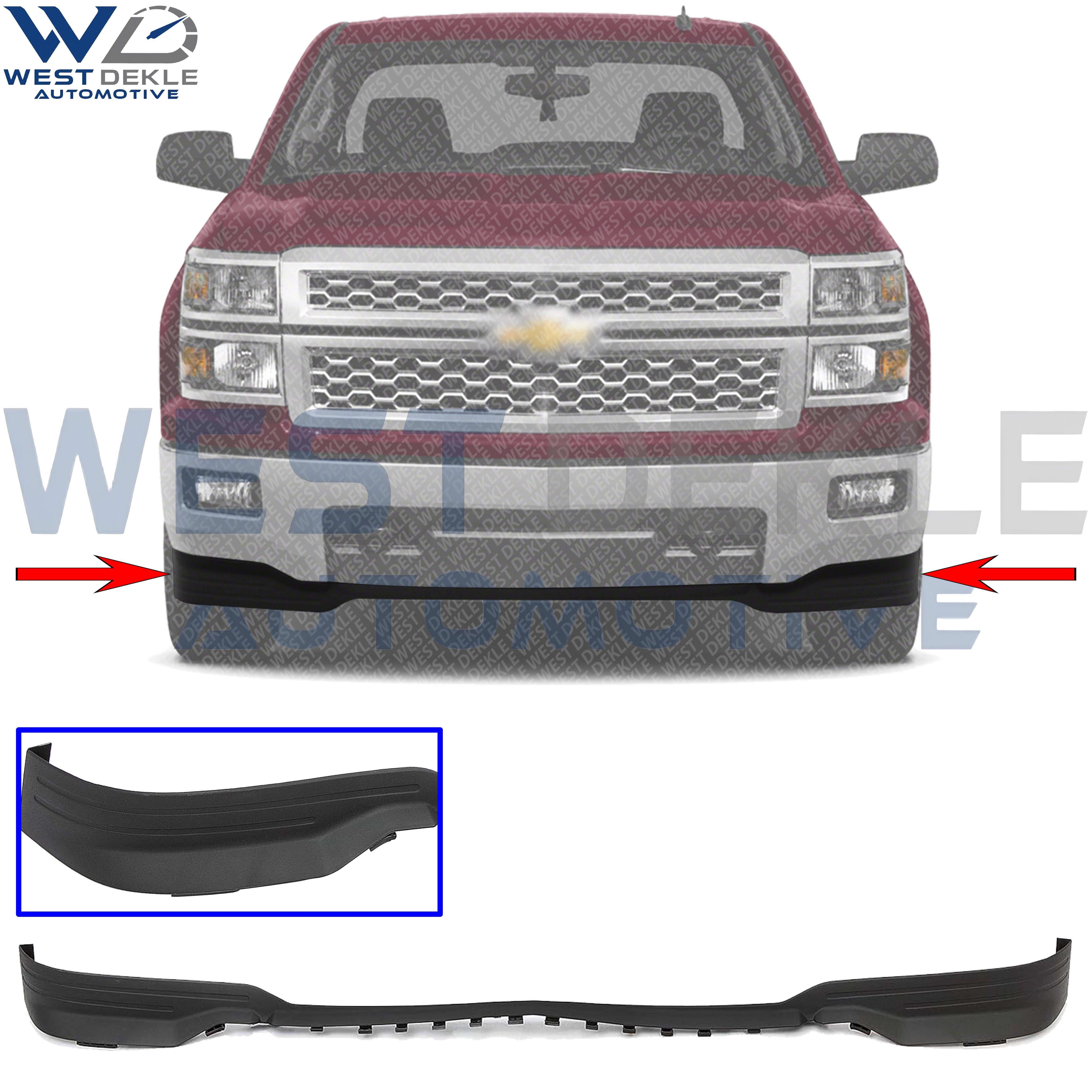 WEST DEKLE Automotive Front Lower Valance Air Dam Textured | Direct Replacement for 2014-2015 Chevrolet Silverado 1500 | Front Bumper Deflector Plastic | Replaces GM1092242 OEM Style Fit