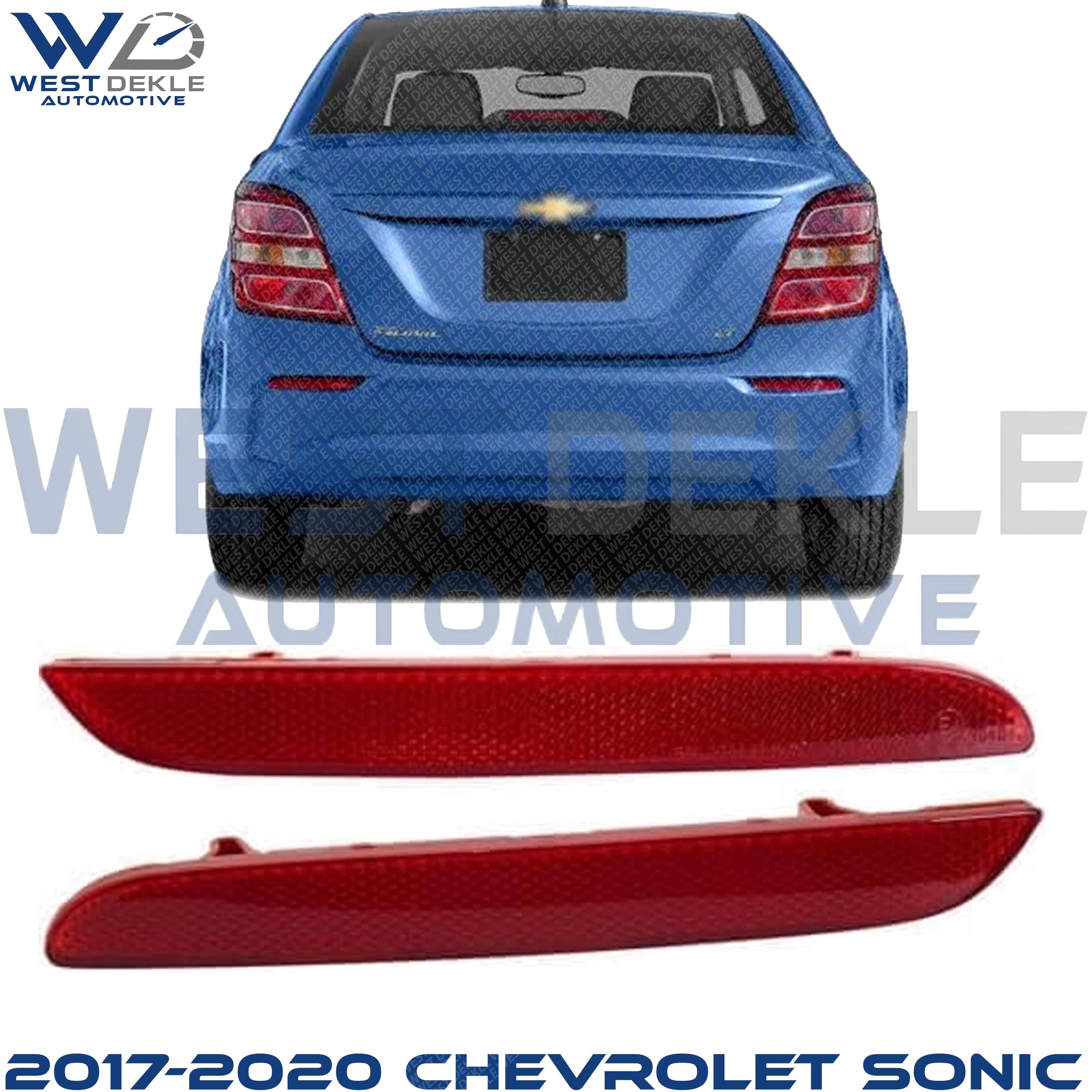 Rear, Driver and Passenger Side Bumper Reflector For 2017-2020 Chevrolet Sonic
