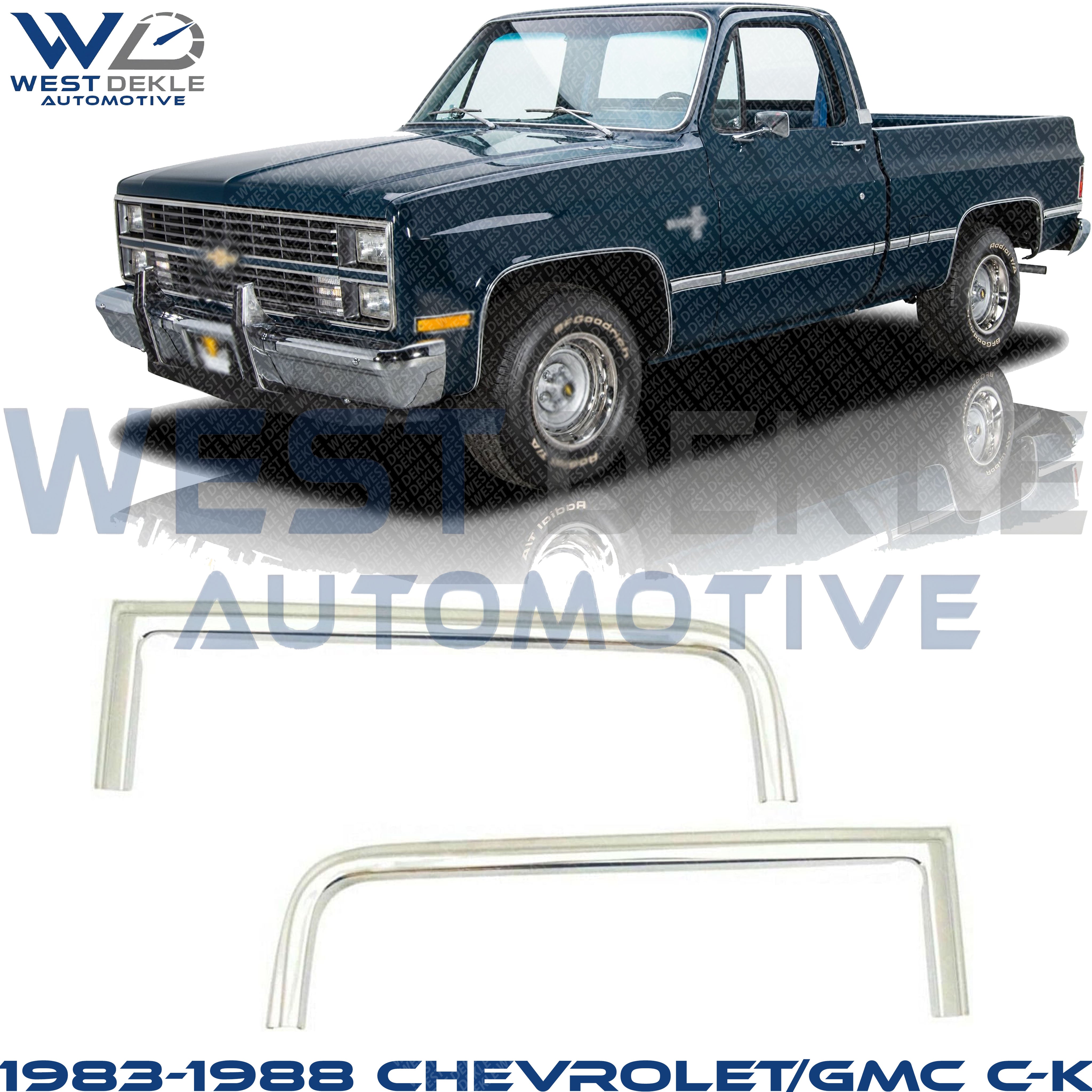 Driver and Passenger Side Grille Trim, Chrome, Mounts on fender For 1983-1988 CHEVROLET/GMC C-K SERIES