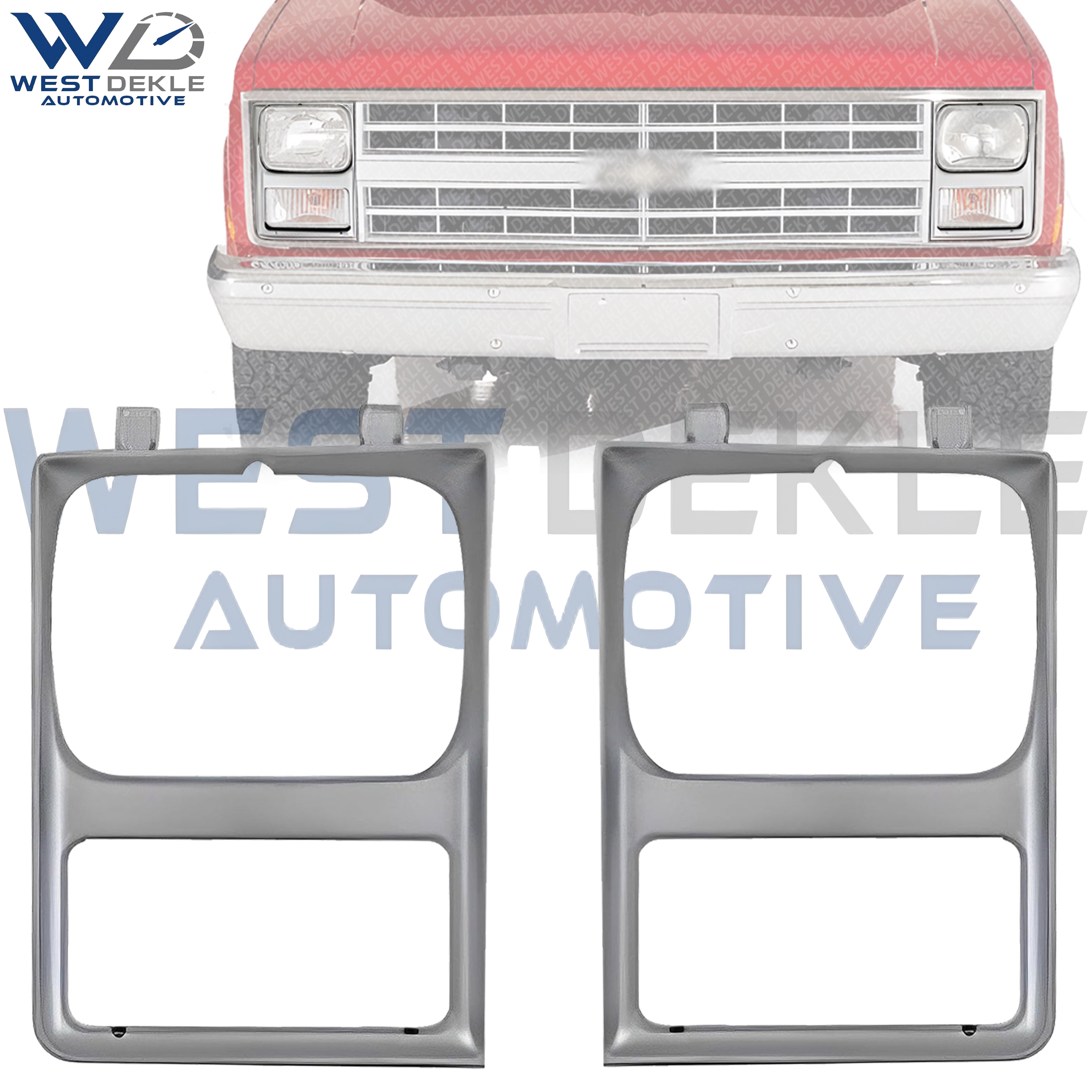 WEST DEKLE Automotive Front Headlight Bezels With Single Headlamps Left Driver & Right Passenger Side Direct Replacement For Chevrolet/GMC C/K Series 1985-1987 / Suburban 1985-1988 15598726 15598725