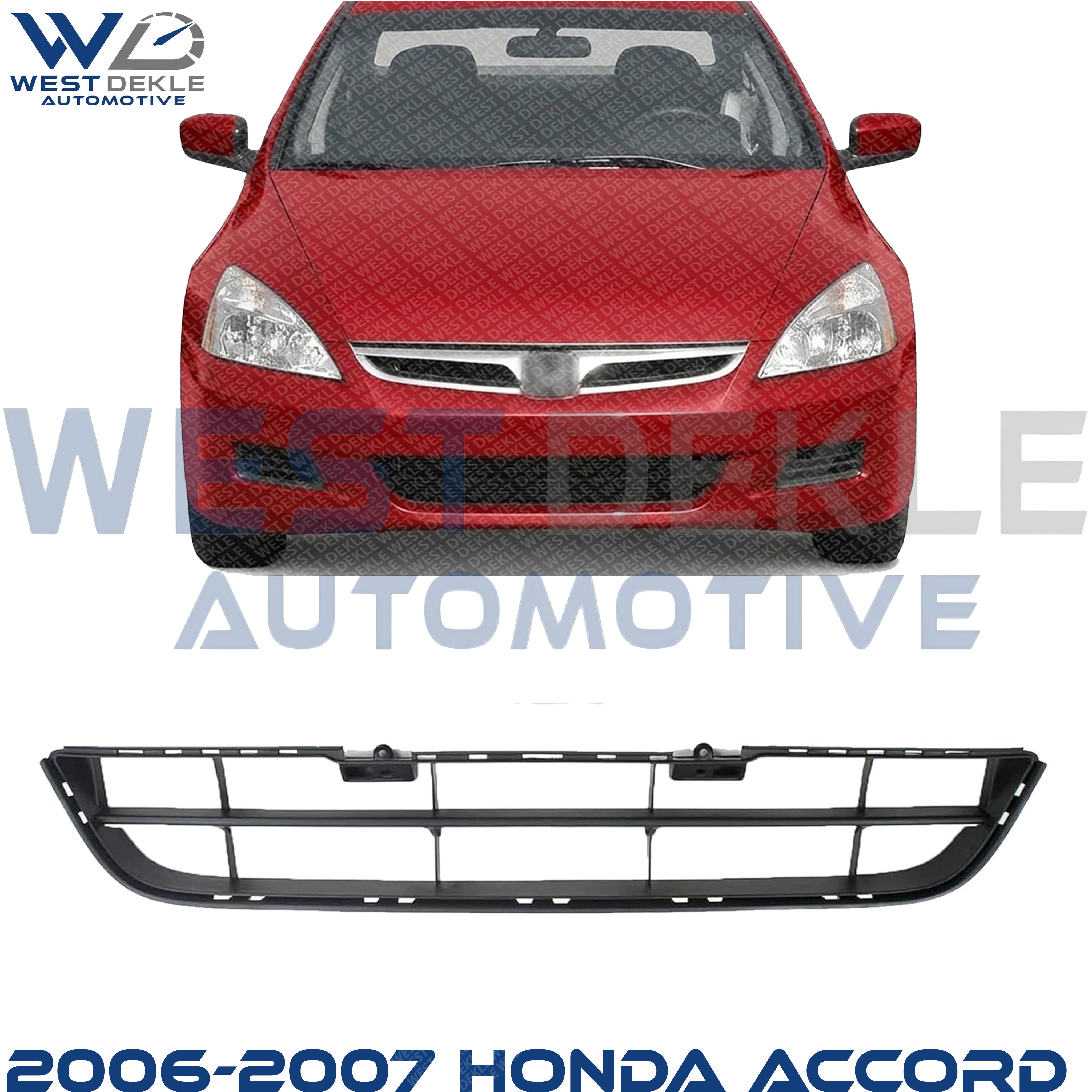 Front, Center Bumper Grille, Textured Black, Sedan For 2006-2007 Honda Accord Sedan