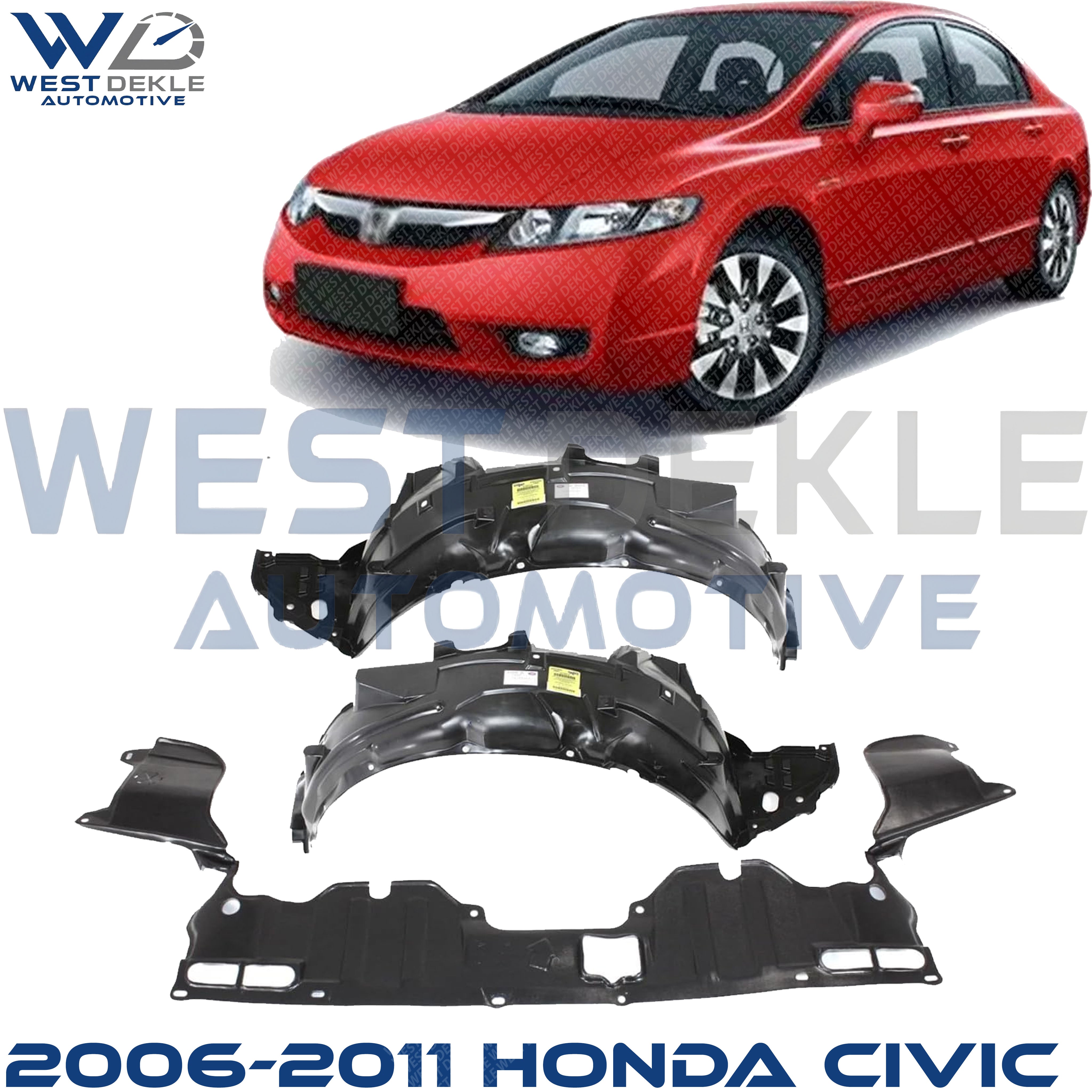 2006-2011 Honda Civic Fender Liner & Splash Shield 3pc Kit