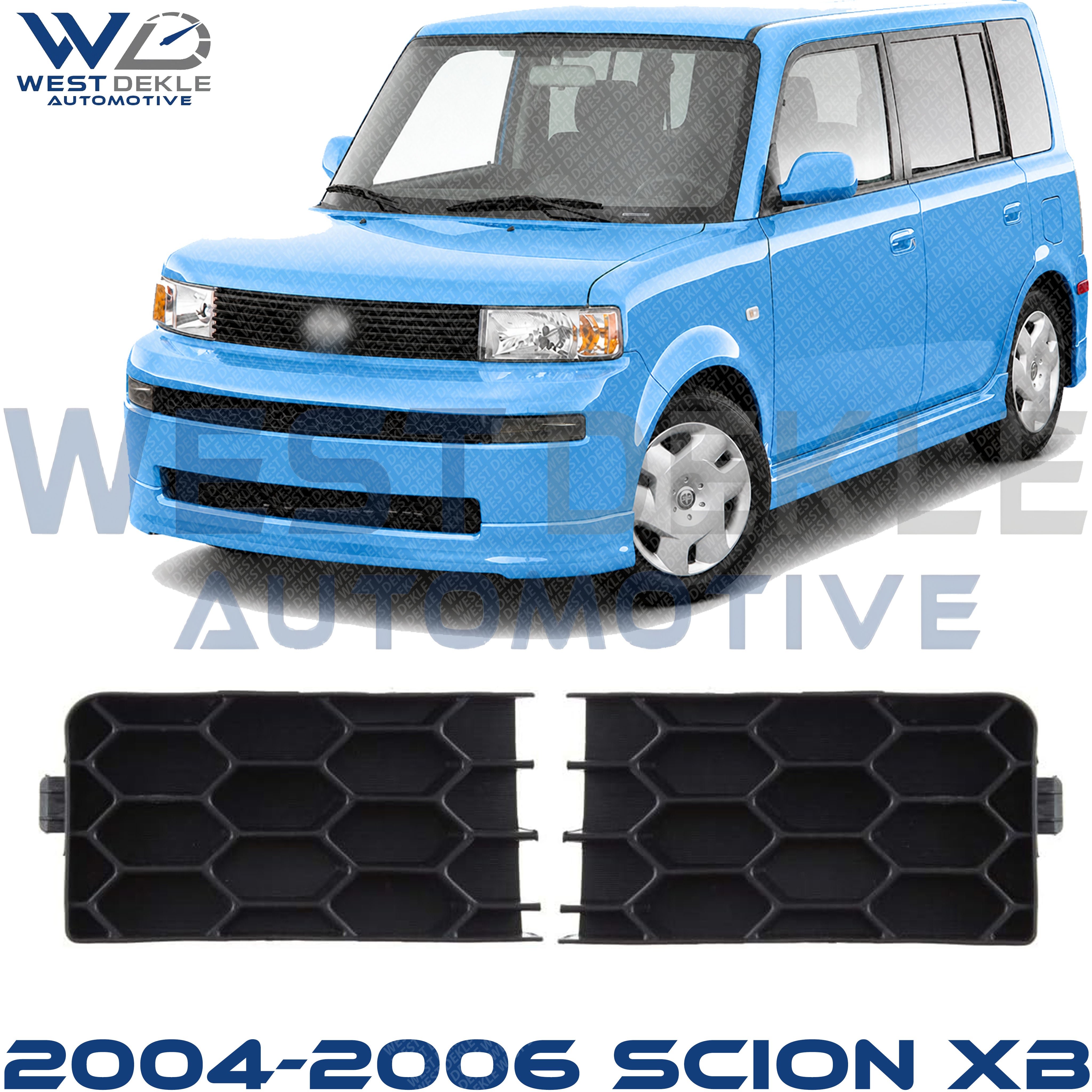 Front, Driver and Passenger Side, Outer Bumper Grilles, Textured Black For 2004-2006 Scion xB