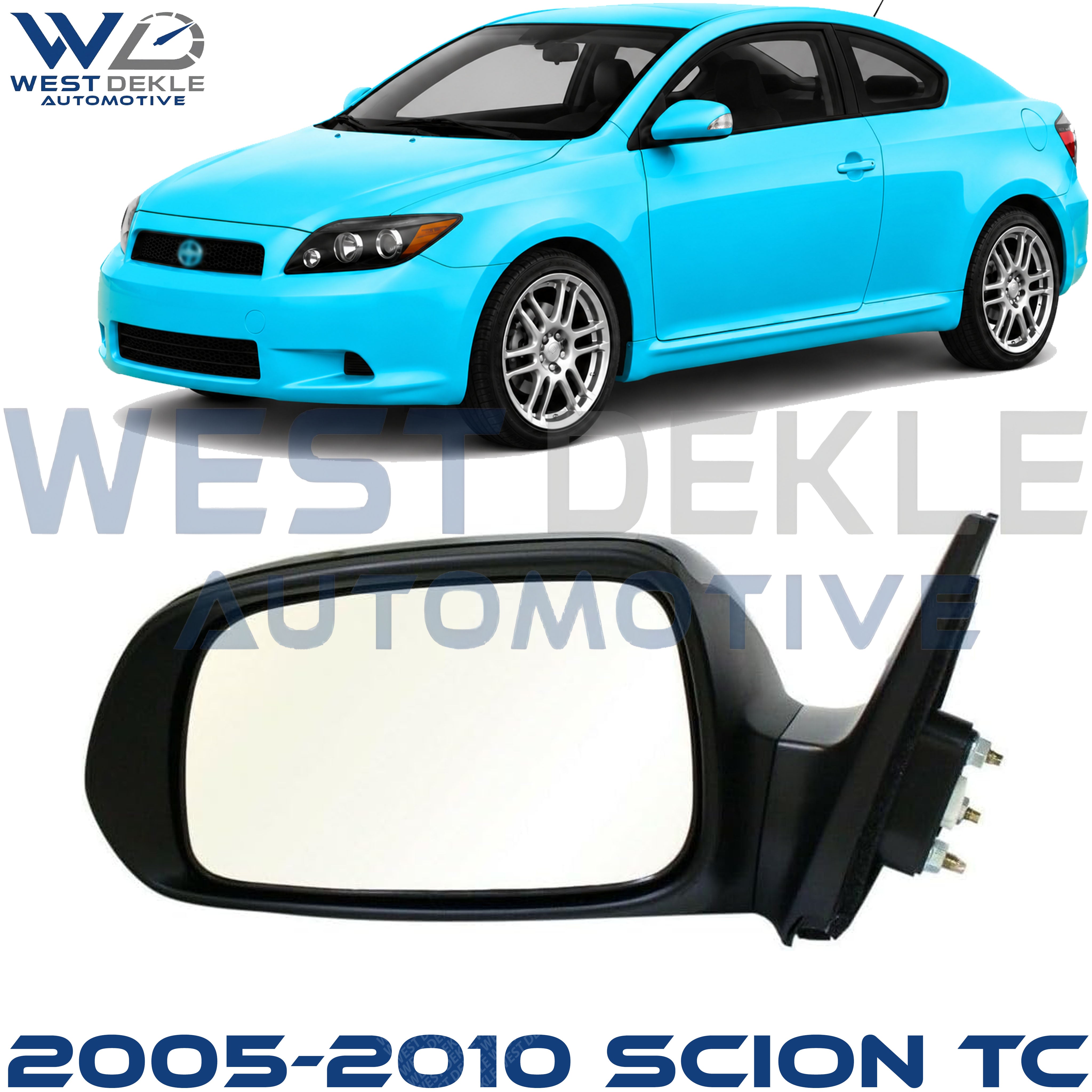 Driver Side Mirror, Power Adjust, Non-Heated, Non-Folding, Paintable, In-housing Signal Light, No Memory, No Puddle Light, No Auto-Dim, No Blind Spot Feature For 2005-2010 Scion tC