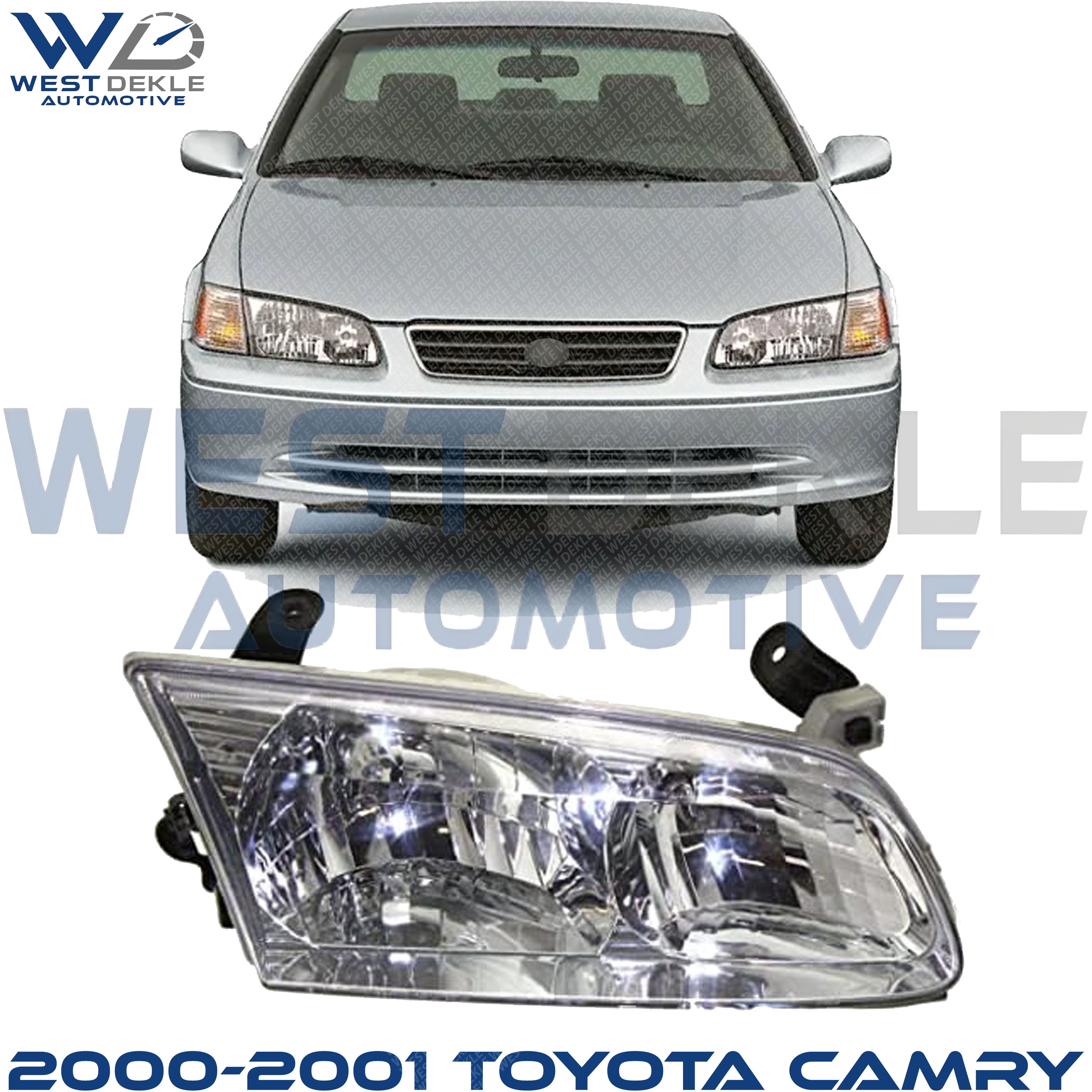Passenger Side Headlight, with Bulb, Halogen, Clear Lens For 2000-2001 Toyota Camry