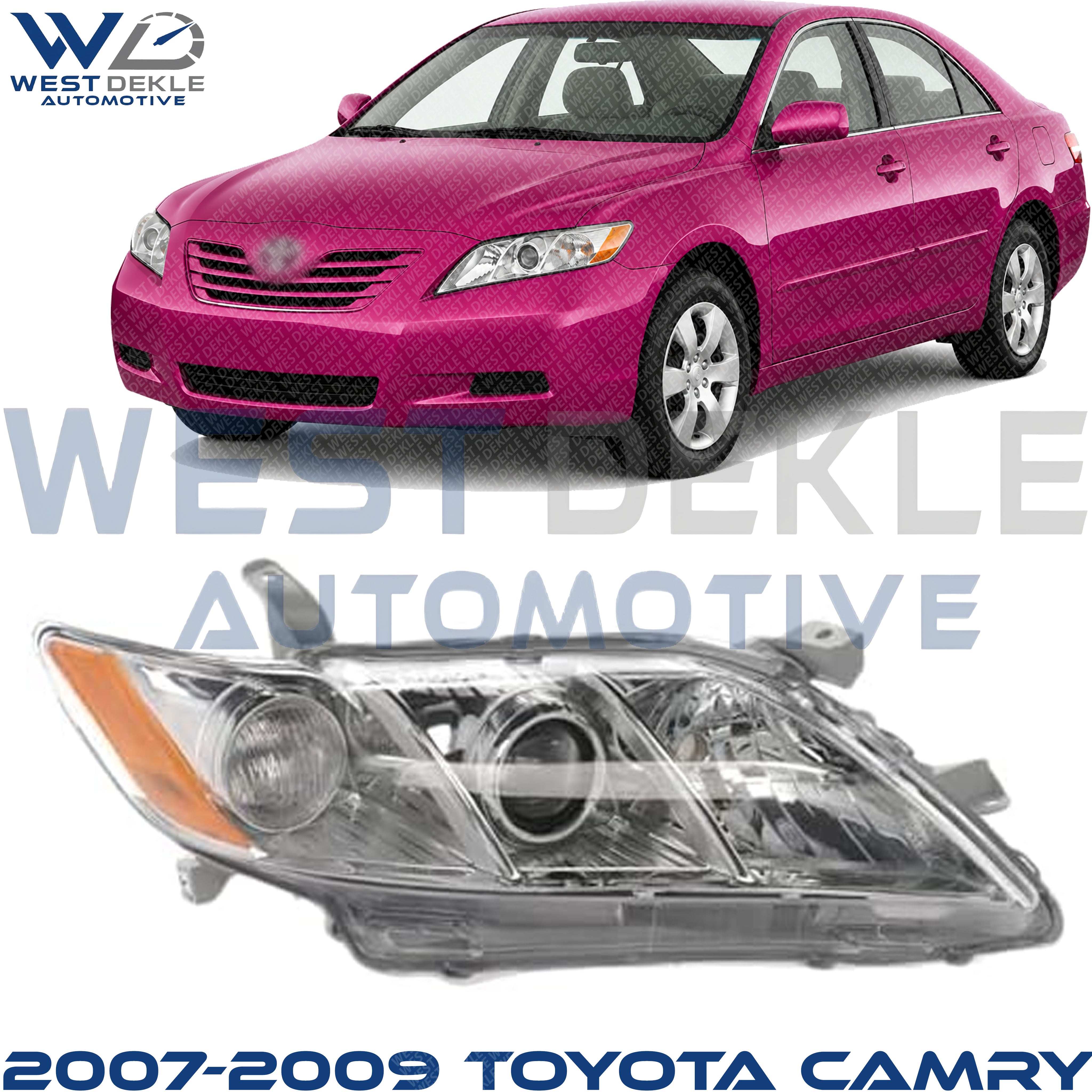 Passenger Side Headlight, without Bulb, Halogen, Base/CE/LE/XLE Models, USA Built Vehicle For 2007-2009 Toyota Camry USA Built