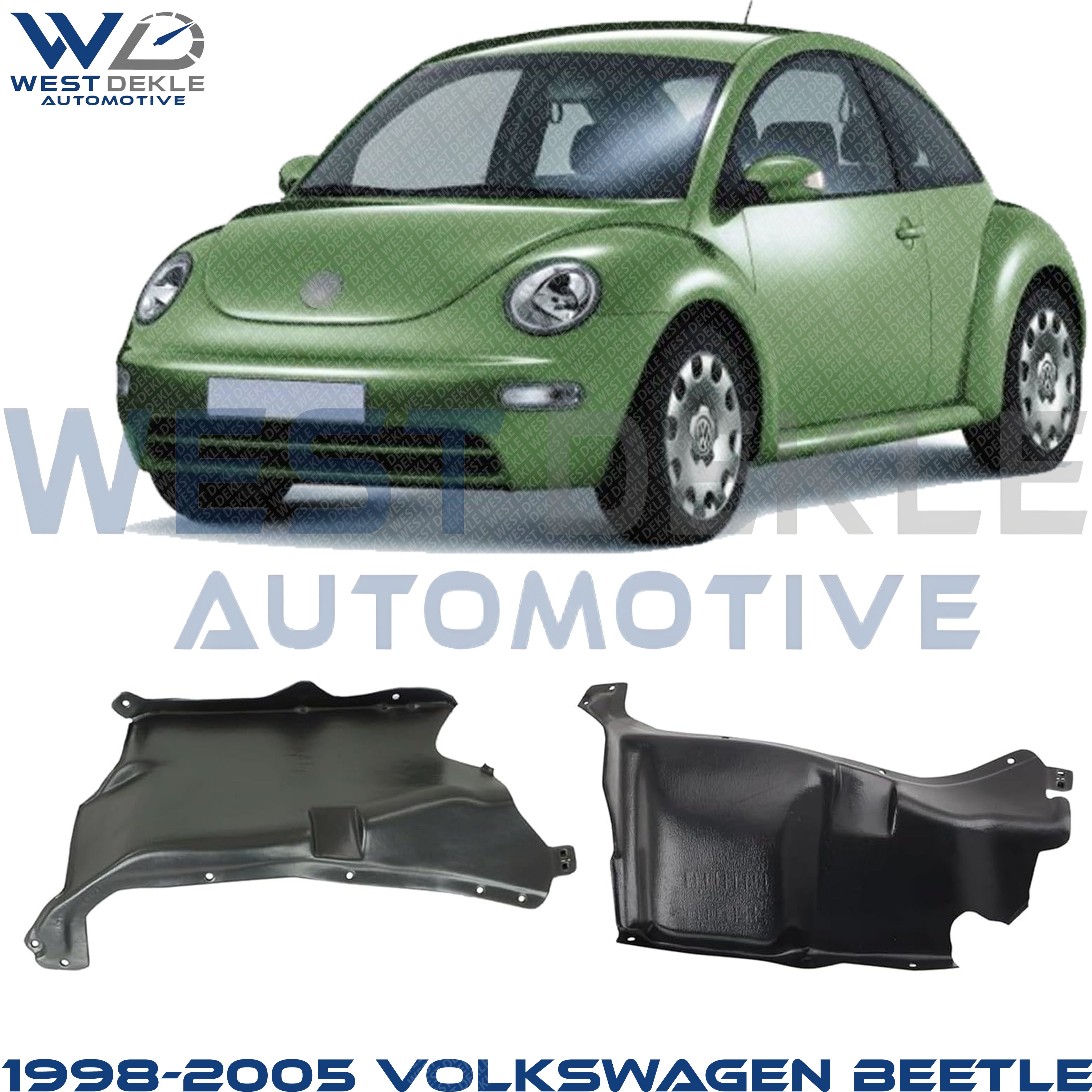 Driver and Passenger Side Engine Splash Shields, Hatchback For 1998-2005 Volkswagen Beetle