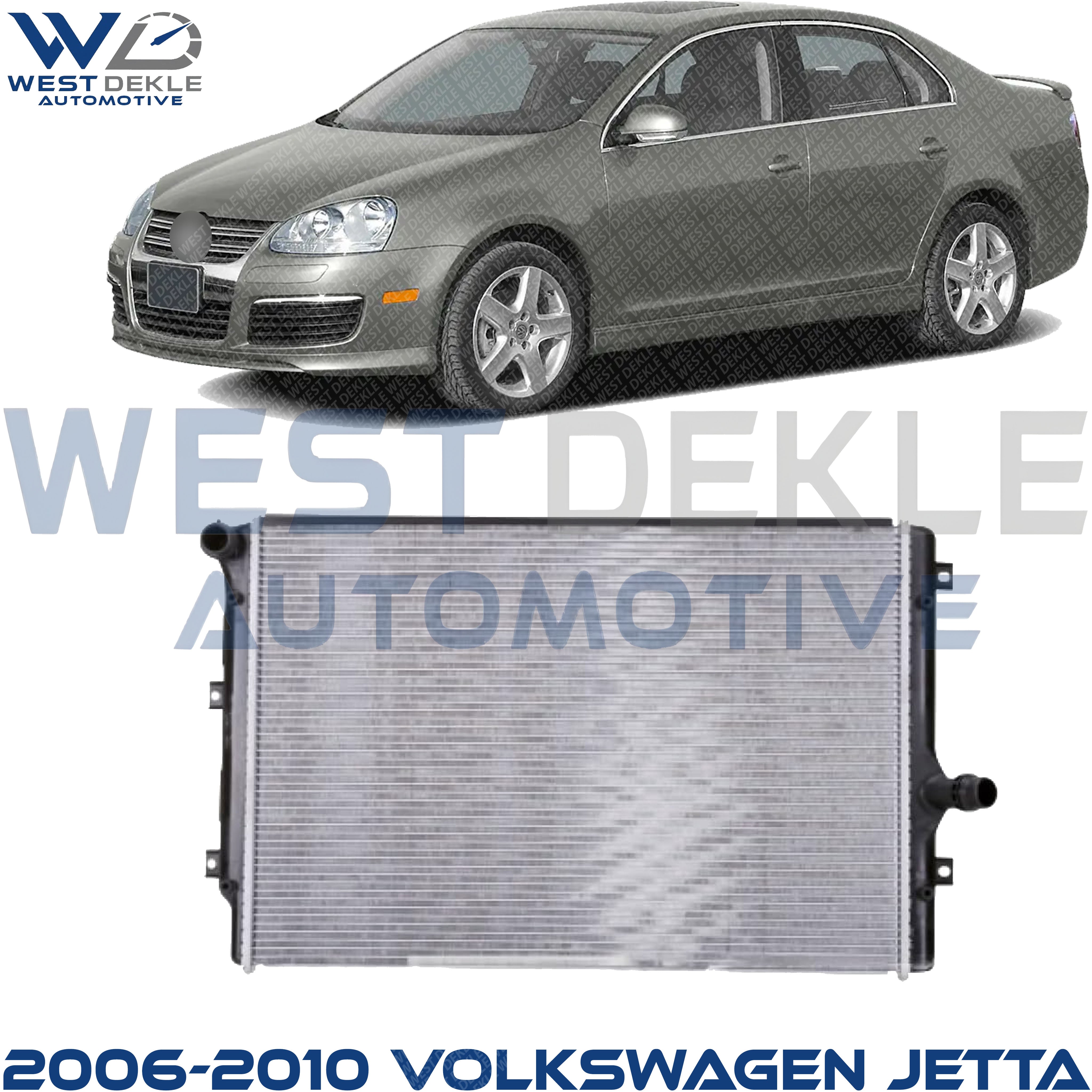 Radiator, 2.0L, 4Cyl, Aluminum Core, Plastic Tank For 2006-2010 Volkswagen Jetta/Passat & 2012-2015 Beetle