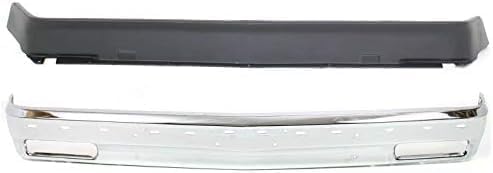 2-Piece Front Bumper Kit: Chrome Bumper Steel W/molding Holes & Primed Lower Valance Air Deflector for 1982-1991 GMC S15, 1982-1994 Chevrolet S10 & More