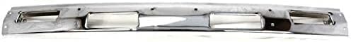 2-Piece Front Bumper Kit: Chrome Bumper Steel with Top Pad Holes & Primed Lower Valance Panel for 1986-1992 Nissan D21 & 1987-1992 Pathfinder
