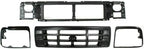4-Piece Front Grille Kit: Header Panel, Grille & Primed Bezels (Left & Right) for 1992-1997 Ford F-250, 1992-1997 F-350 & More