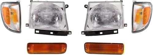 6-Piece Front Headlight Kit: Head Light & Corner & Signal Lamp (Left & Right) for 1998-2000 Toyota Tacoma