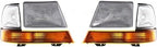 4-Piece Front Headlight Kit: Head Light Assembly & & Corner Lamp (Left & Right) for 1998-2000 Ford Ranger