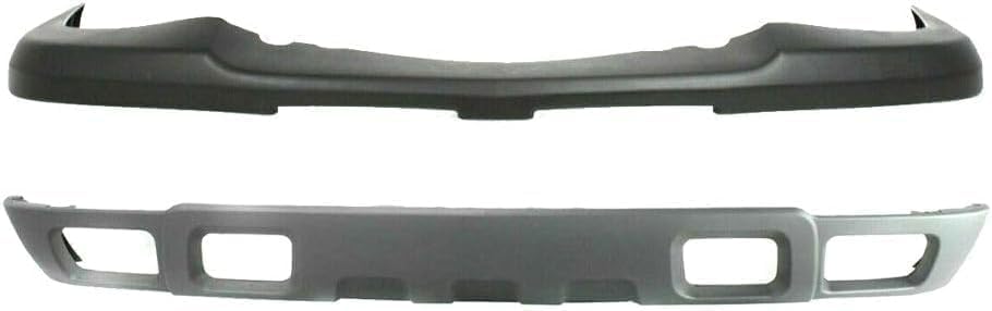 4-Piece Front Bumper Kit: Chrome Bumper Steel, Upper Cover, Lower Valance & Textured Extension for 2002-2006 Chevrolet Avalanche 1500, 2003-2007 Silverado 1500 & More