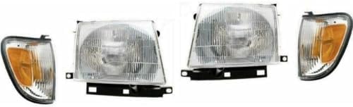 13-Piece Front Bumper Cover Kit: Bumper Cover, Reinforcement, Grille, Headlight Filler, Brackets, End Trims & Corner & Head Lights (Left & Right) for 1998-2000 Toyota Tacoma