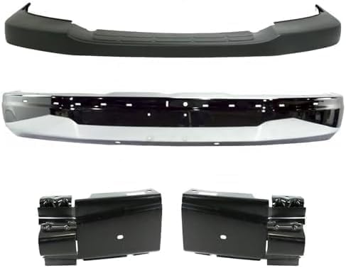 4-Piece Front Bumper Kit: Bumper Steel, Textured Upper Cover & Bracket (Left & Right) for 2003-2014 GMC Savana 1500, 2003-2023 Savana 2500 & More