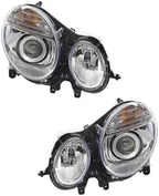 Set of 2 Front Head Light Assembly Plastic Left Driver & Right Passenger Side for 2007-2009 Mercedes-Benz E-Class