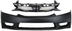 2-Piece Front Bumper Cover Kit: Bumper Cover & Primed Grille Shell and Insert Plastic, Sedan for 2009-2011 Honda Civic