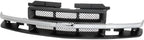 Front Grille Primed Mesh Insert with Chrome Center Bar Plastic for 1998-2004 Chevrolet S10 & 1998-2004 Blazer