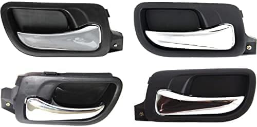 Front & Rear Interior Door Handles Bezel with Chrome Lever Plastic Right Passenger & Left Driver Side for 2003-2007 Honda Accord