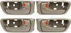 Set of 4 Front or Rear Interior Door Handle without Door Lock Hole Left Driver & Right Passenger Side for 2002-2006 Toyota Camry