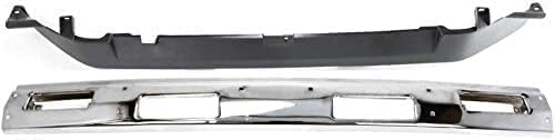 Front Bumper Chrome Steel with Top Pad Holes + Lower Valance Panel Primed for 1986-1992 Nissan D21 & 1987-1992 Pathfinder