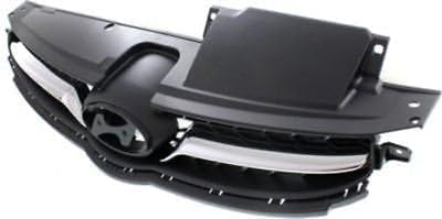 Front Grille Assembly Gray Shell and Insert with Chrome Molding for 2011-2013 Hyundai Elantra